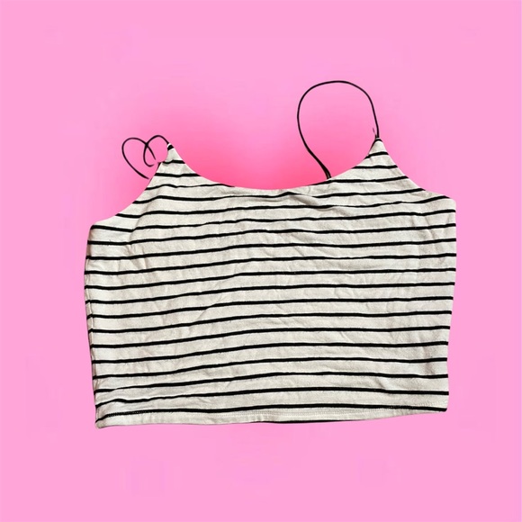 Black and White Strip Garage Clothing TankTop
